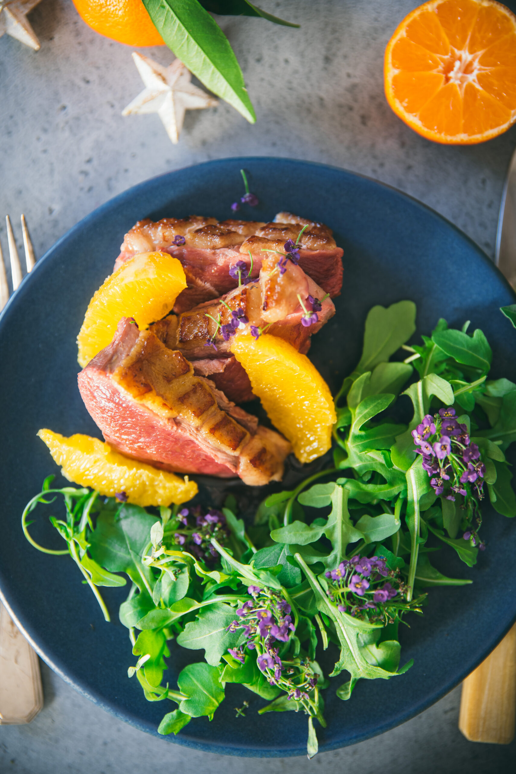 Magret de canard à l'orange sauce au Miel