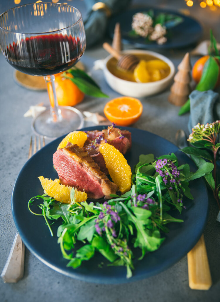 Magret de canard à l'orange sauce au Miel