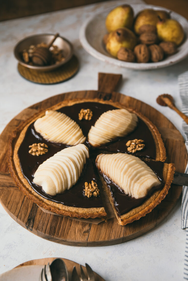 recette tarte poire chocolat noix grenoble