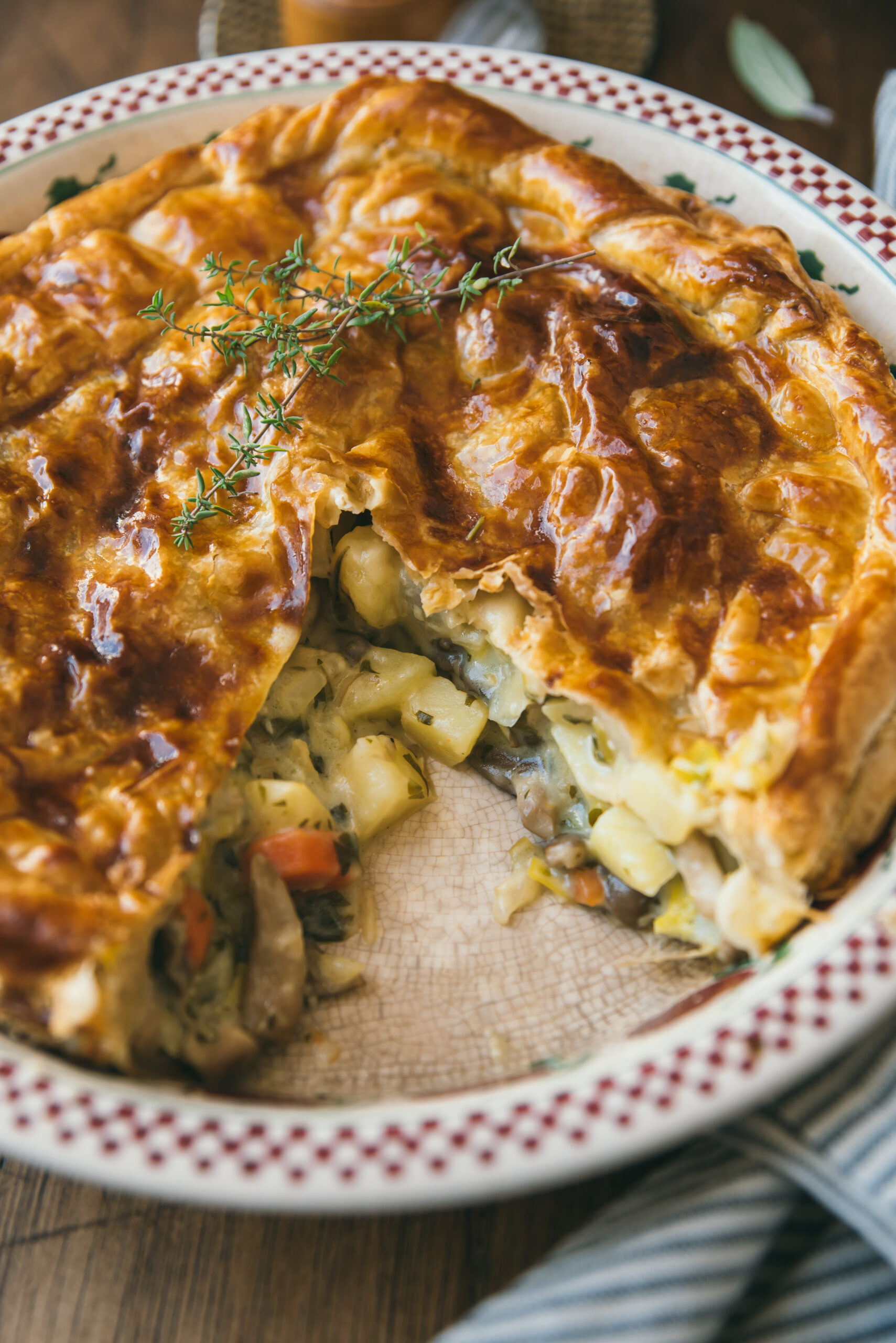 Tourte aux légumes et champignons