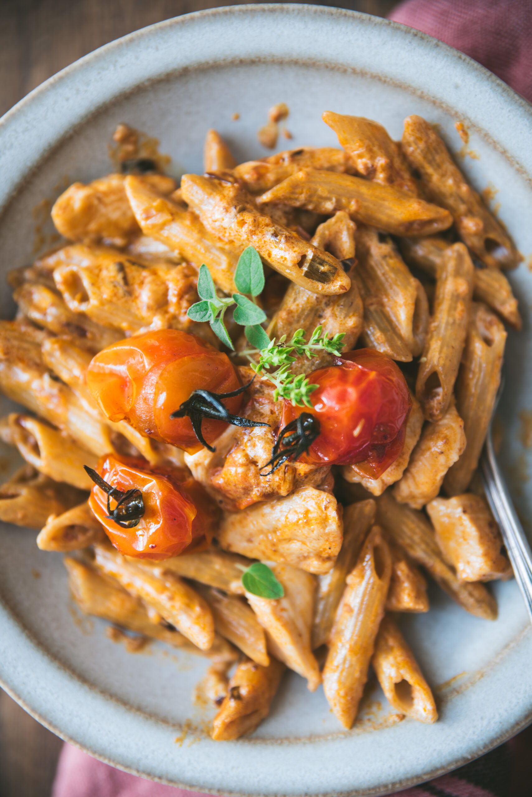Chicken pasta with creamy chorizo sauce