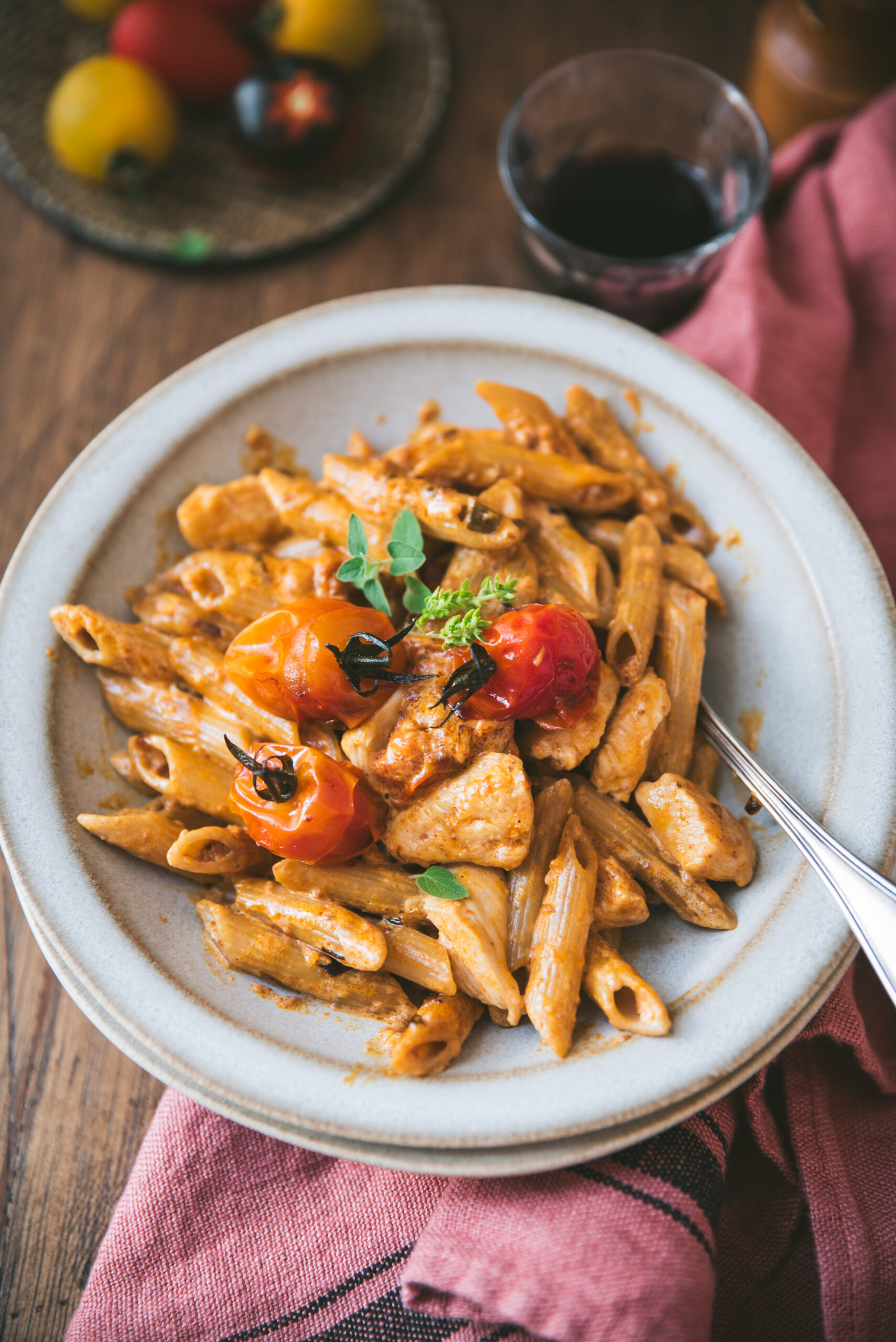 Chicken pasta with creamy chorizo sauce