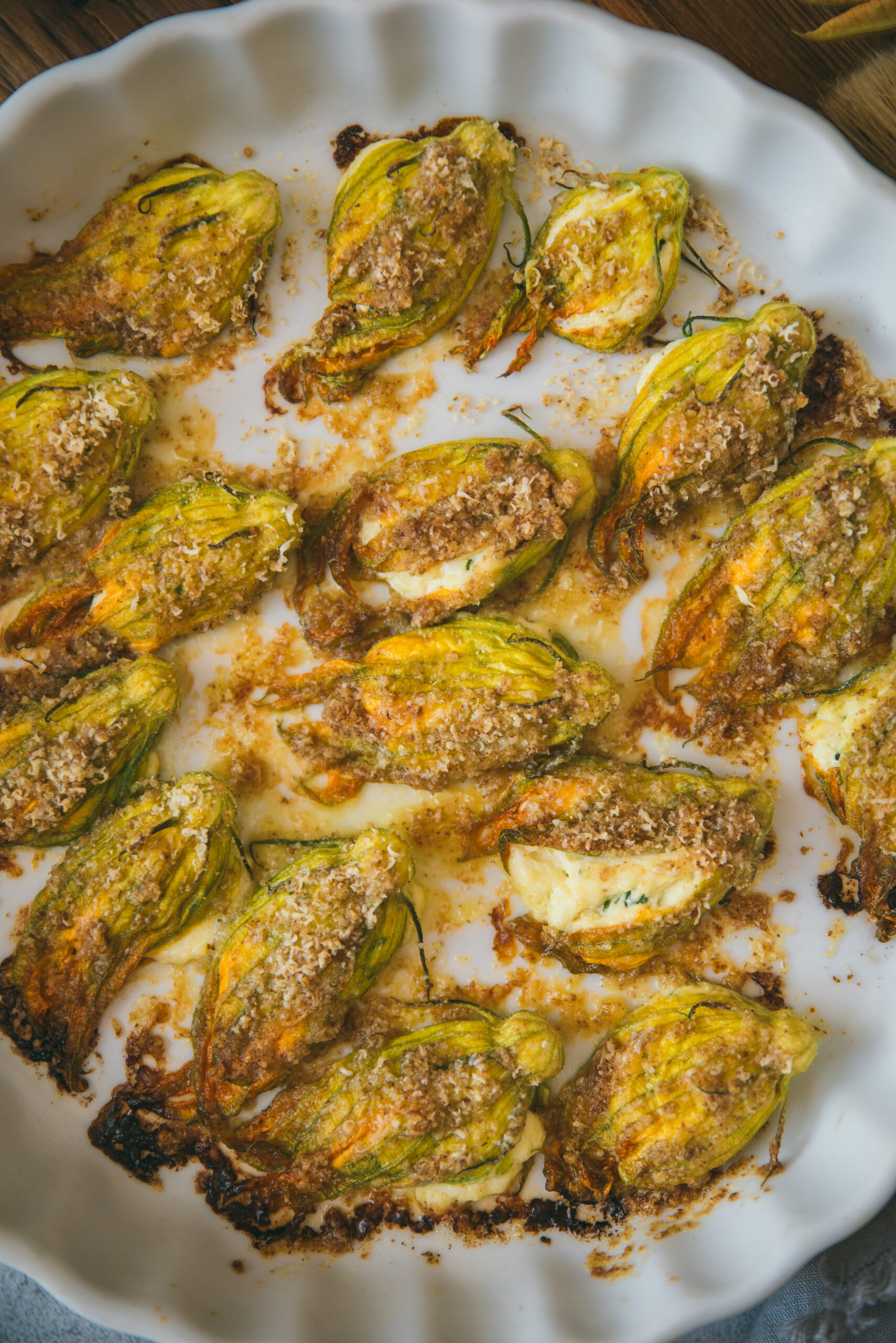 Baked Ricotta Stuffed Zucchini Flowers recipe