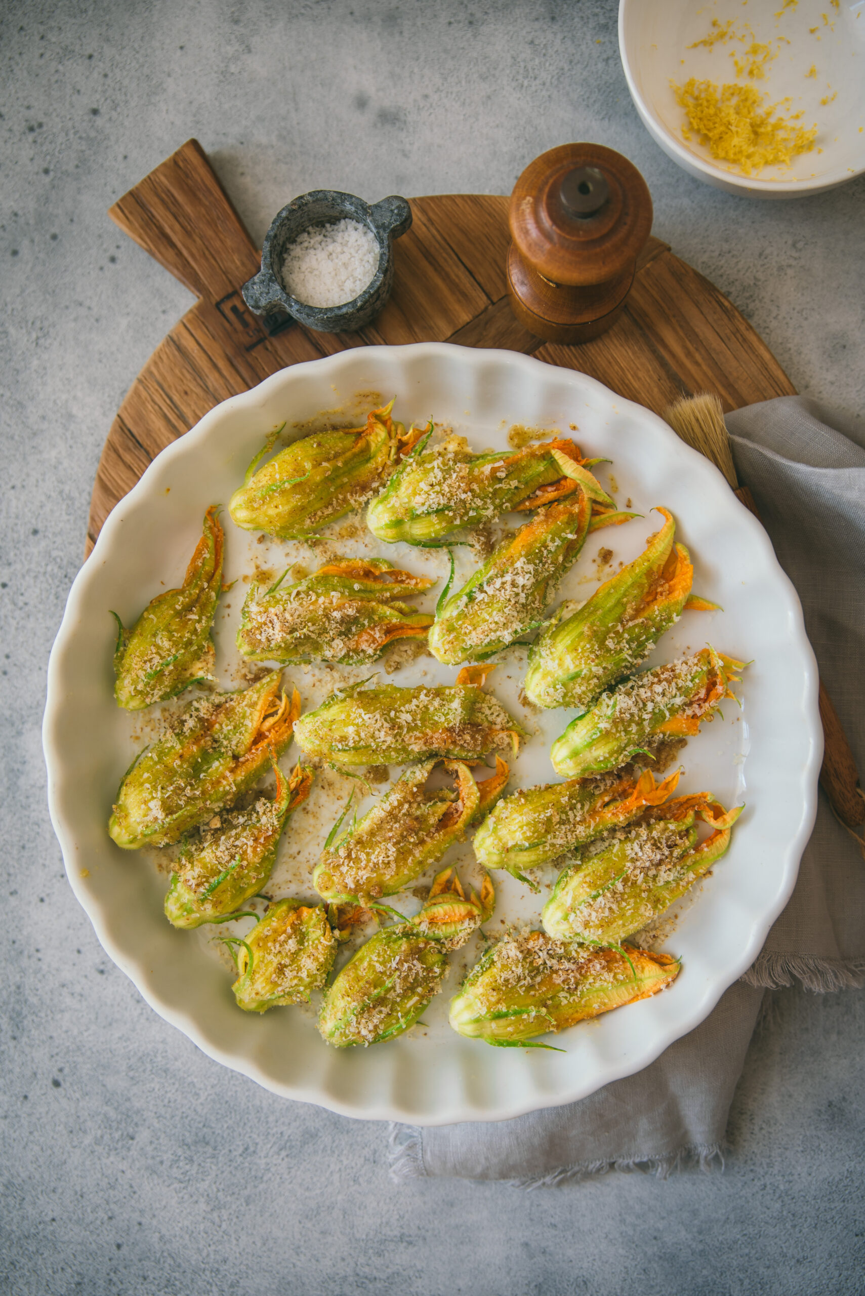 Baked Ricotta Stuffed Zucchini Flowers