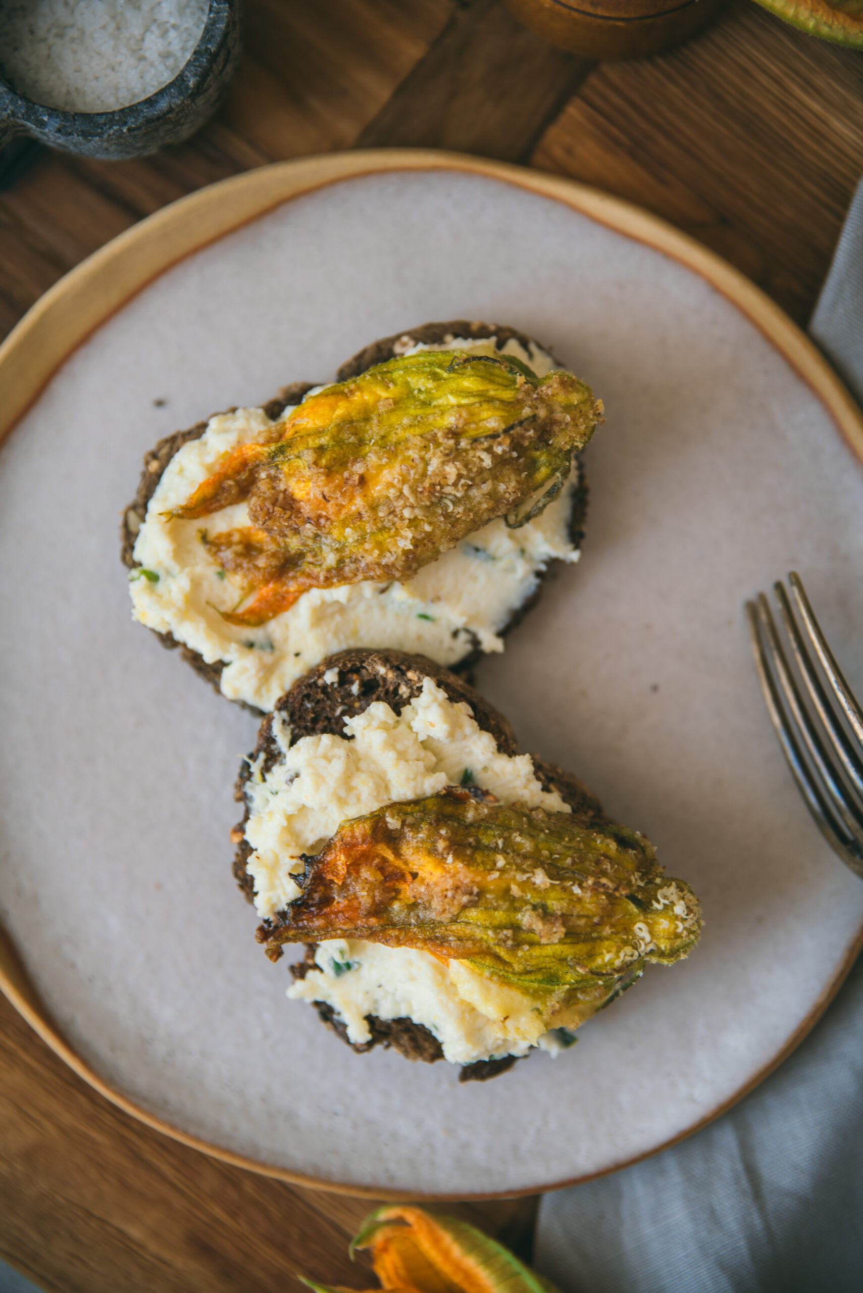 Baked parmesan Stuffed Zucchini Flowers recipe