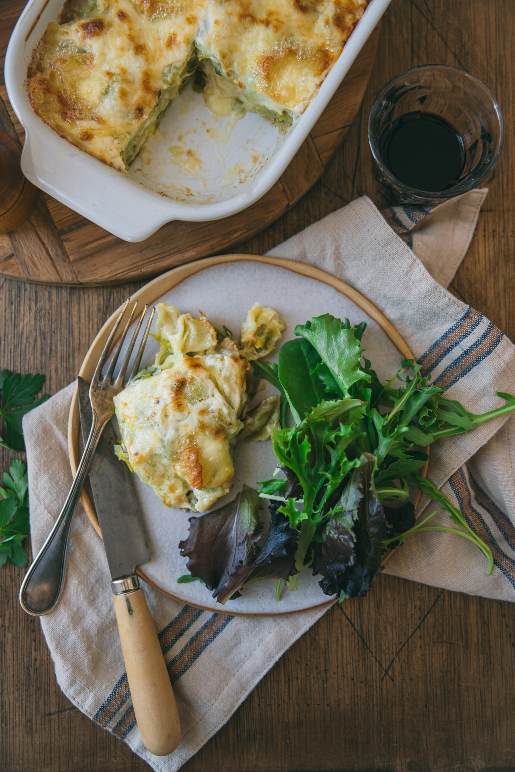 recette gratin raviole salade